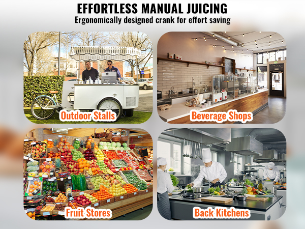VEVOR sugar cane juicer for effortless manual juicing, ideal for outdoor stalls, beverage shops, and fruit stores.