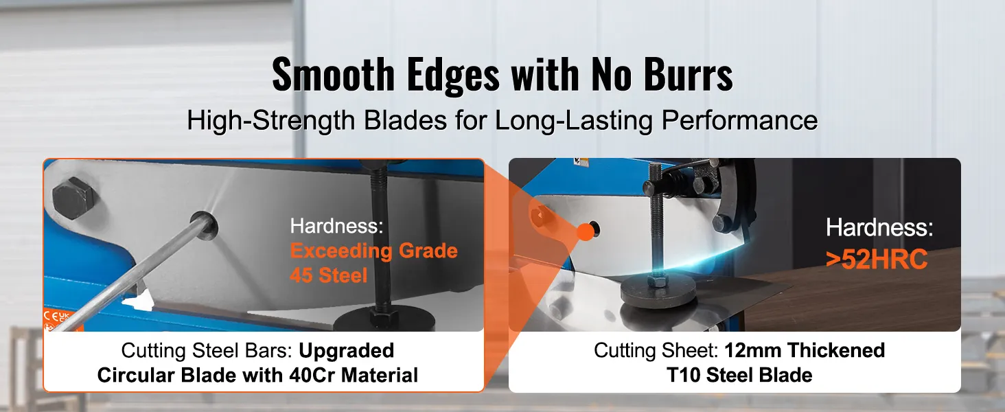 smooth edges with no burrs, hardness exceeding grade 45 steel, 12mm thickened t10 steel blade.