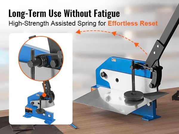 VEVOR metal plate shear with high-strength assisted spring for effortless reset and long-term use without fatigue.