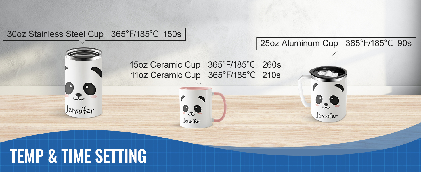 VEVOR masažuoklis šilumos spaudos temperatūros ir laiko parametrus įvairių taurės medžiagų ant medinės lentelės.