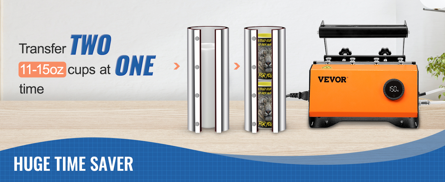 VEVOR masažuoklis šilumos spaudos perkėlimas du 11-15oz puodeliai vienu metu, atskleis efektyvumas ir laiko taupymo funkcijas.