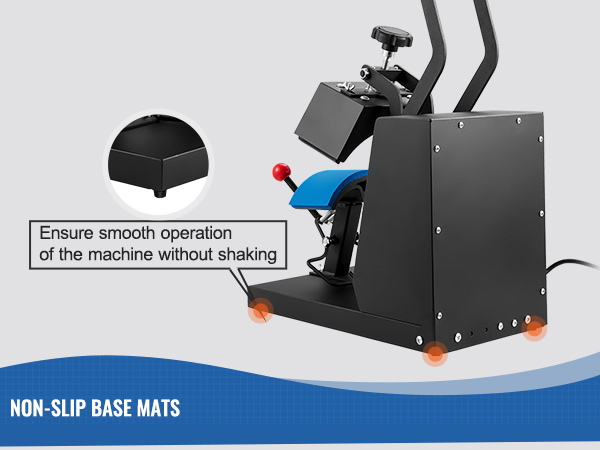 VEVOR hat heat press non-slip base mats ensure smooth operation without shaking.