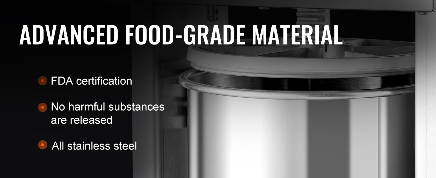 VEVOR sausage stuffer with fda certification, all stainless steel, and no harmful substances.