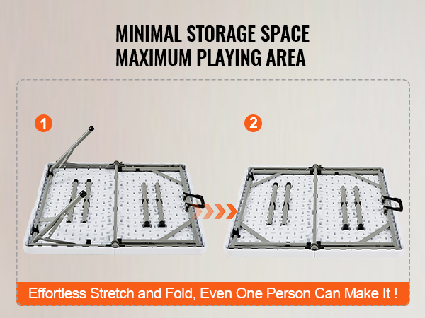 VEVOR mahjong table folded and assembled dimensions with minimal storage, maximum playing area.