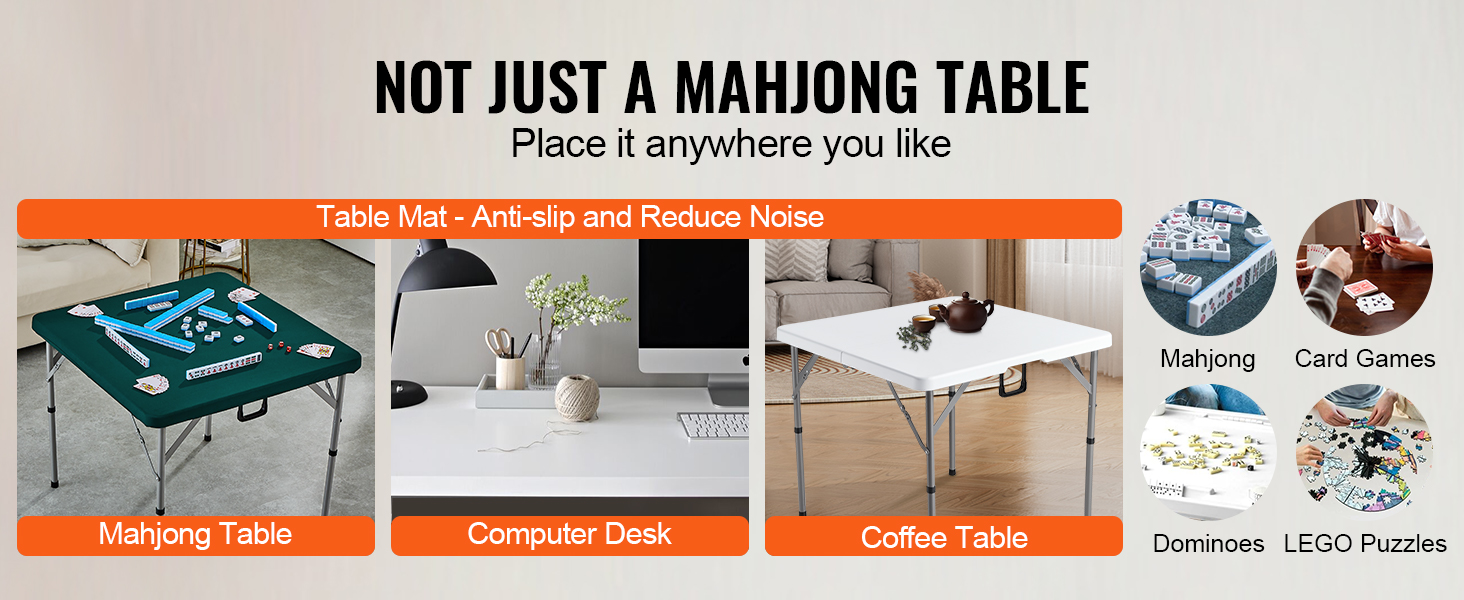 VEVOR mahjong table doubles as a computer desk and coffee table, perfect for mahjong, card games, and more.