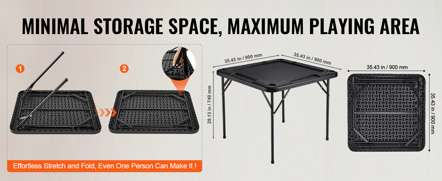 minimal storage, maximum play area with easy folding design. compact VEVOR mahjong table.