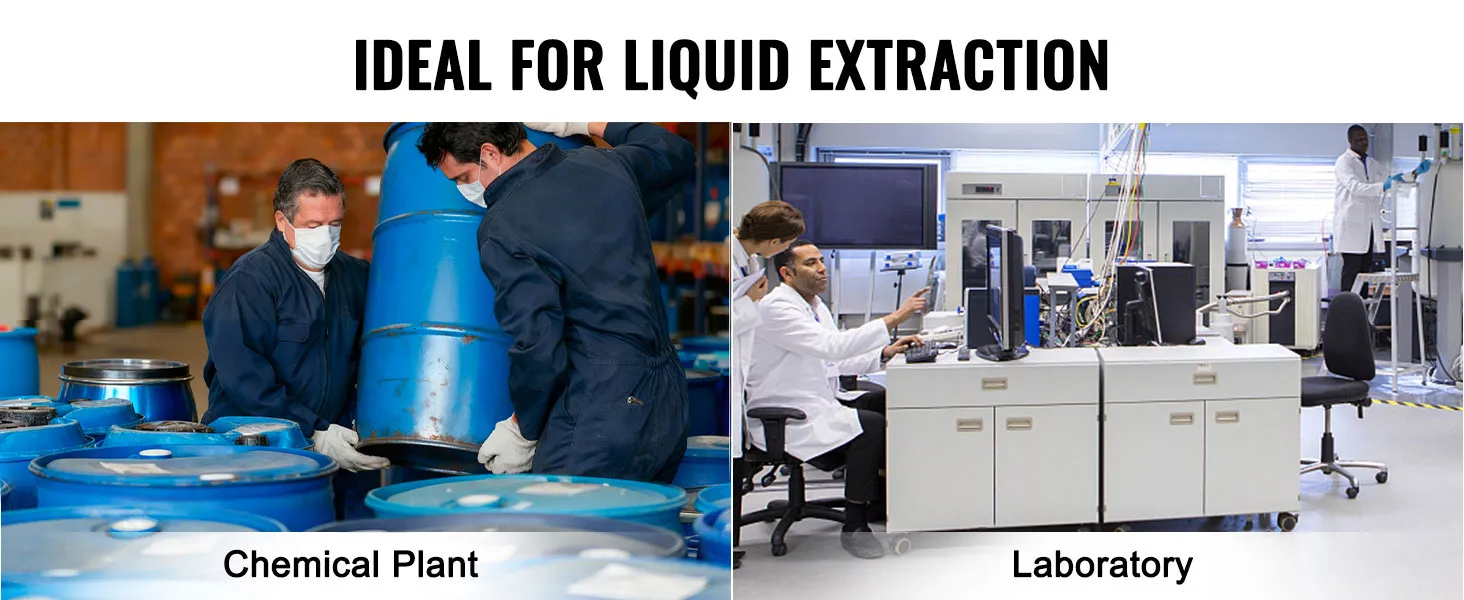 VEVOR drum pump used in chemical plants and laboratories for efficient liquid extraction.