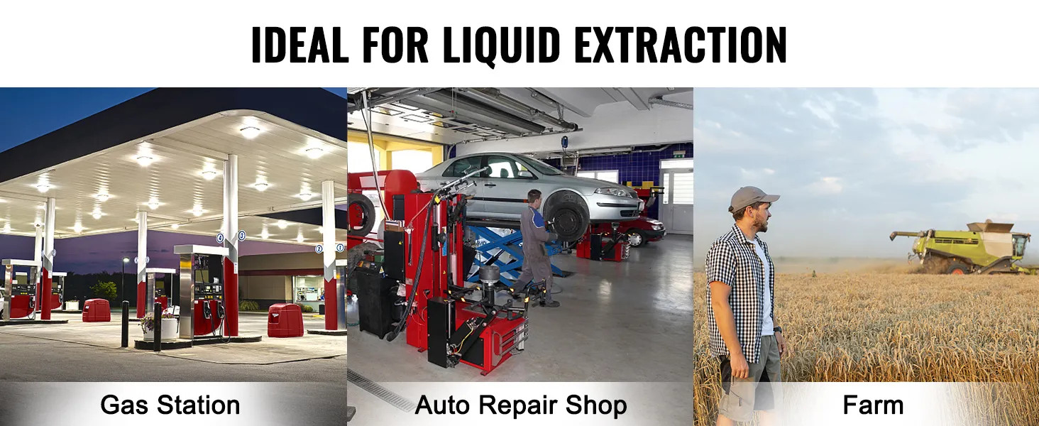 ideal uses for the VEVOR drum pump at gas stations, auto repair shops, and farms.