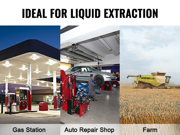 VEVOR drum pump for liquid extraction at gas stations, auto repair shops, and farms.