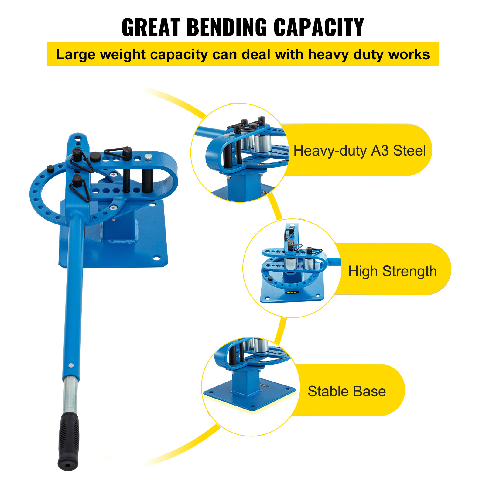 VEVOR metal bender: 5/16" bending capacity, heavy-duty a3 steel construction.