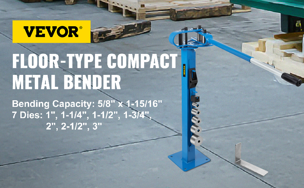 VEVOR metal bender with adjustable dies for various bending capacities.