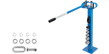 VEVOR metal bender with multiple bending rings and a blue base