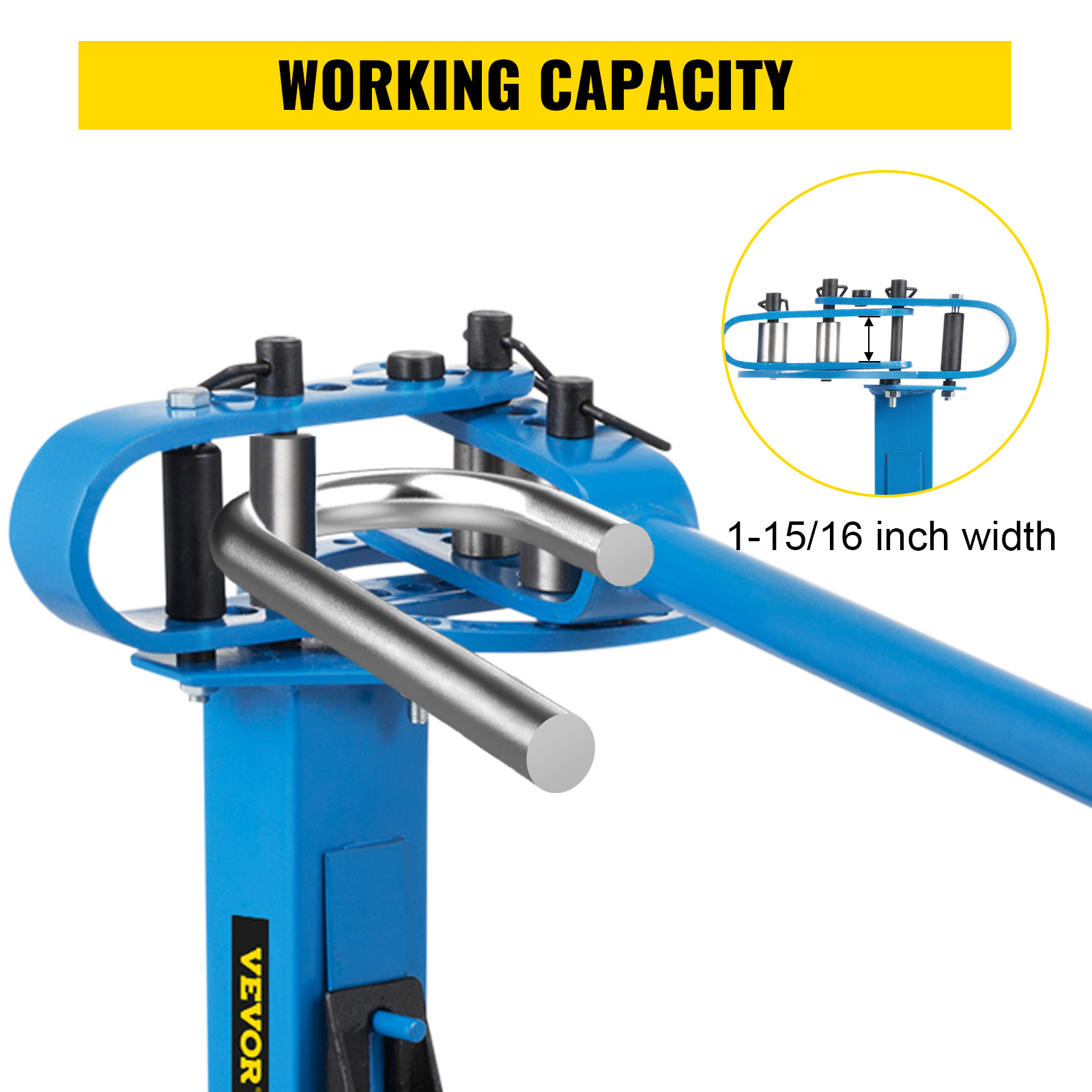 VEVOR metal bender with 1-15/16 inch width capacity in blue.