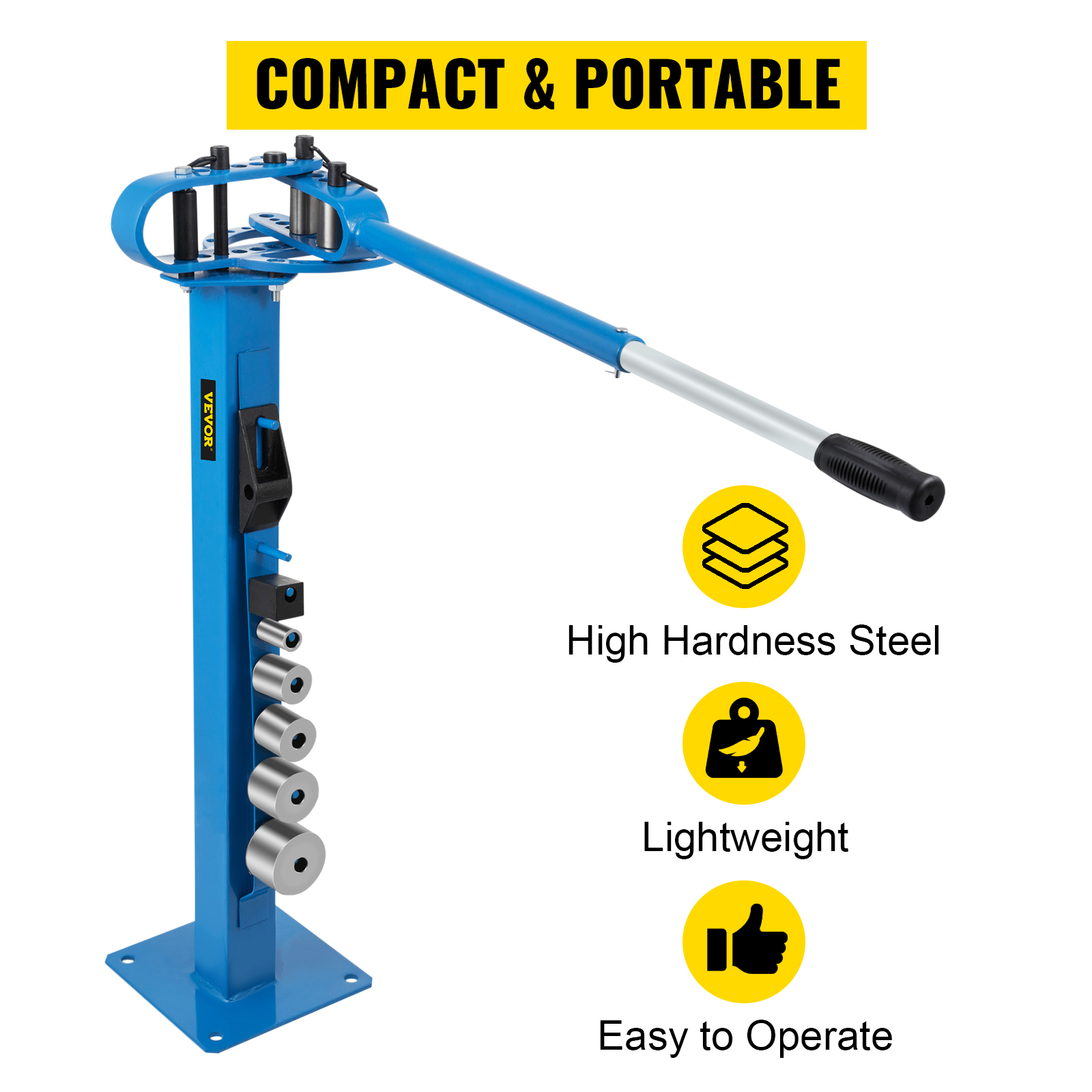 VEVOR metal bender: compact, lightweight tool with high hardness steel. easy to operate.