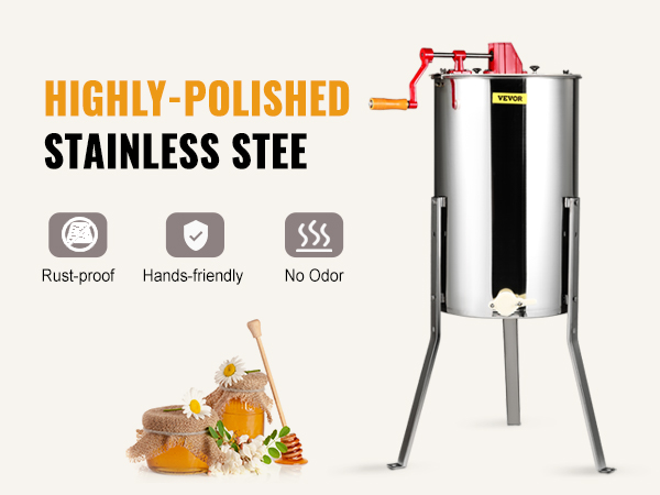 Вытяжка для меда VEVOR, из полированной нержавеющей стали, устойчива к коррозии, удобна для рук, без запаха, банки для меда.