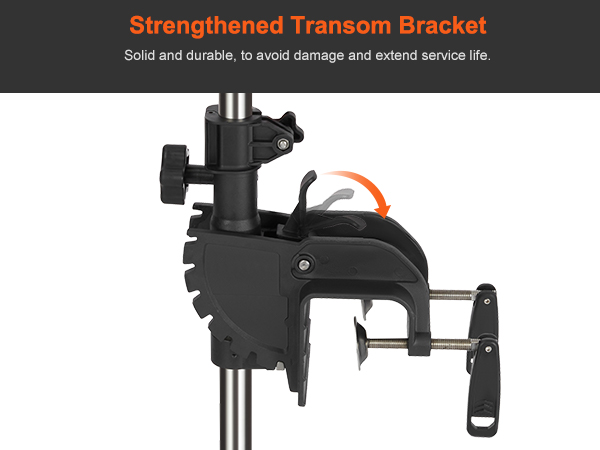 strengthened transom bracket for the VEVOR electric trolling motor, enhancing durability and longevity.