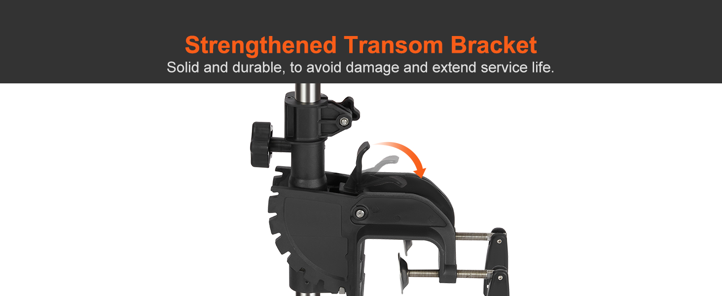 strengthened transom bracket for the VEVOR electric trolling motor, enhancing durability and longevity.