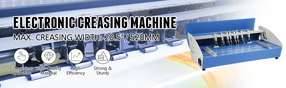VEVOR electric creasing machine with max. width 20.5”/520mm, convenient operation.