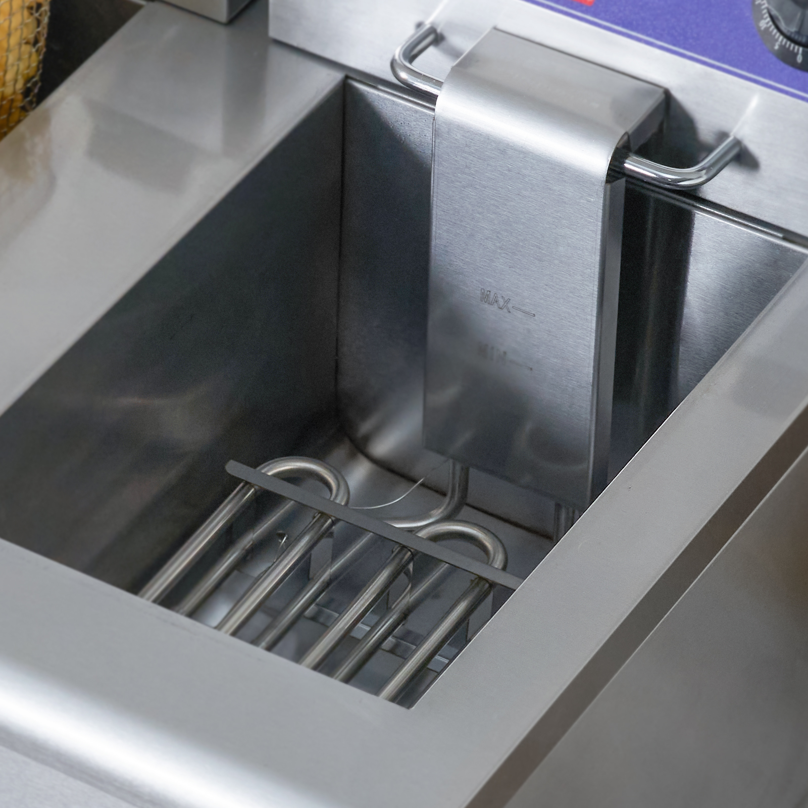 VEVOR electric deep fryer with stainless steel heating element and oil container.
