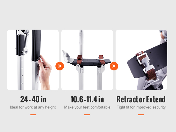 регулируемые опоры для гипсокартона VEVOR от 24 до 40 дюймов с надежными ремнями для комфорта и устойчивости.