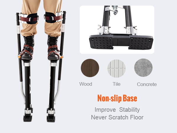 Опоры для гипсокартона VEVOR с нескользящим основанием, повышающим устойчивость на деревянных, плиточных и бетонных поверхностях.