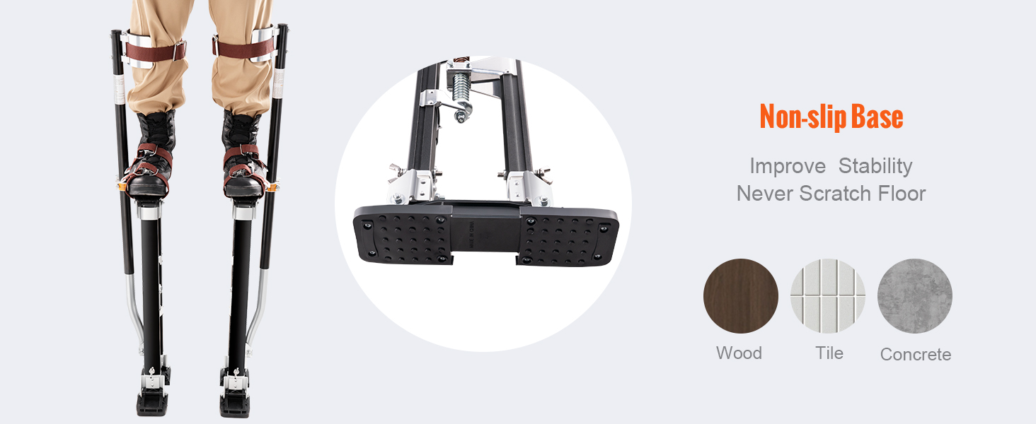 Опоры для гипсокартона VEVOR с нескользящим основанием, повышающим устойчивость на деревянных, плиточных и бетонных поверхностях.