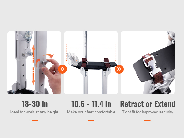 VEVOR gipso polių reguliuojamas nuo 18-30 cm su ištraukiama kojų dirželiai komforto ir saugumo.