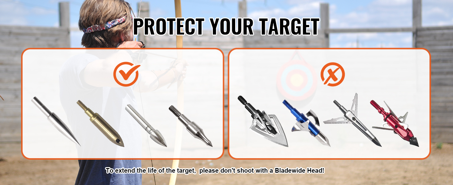 protect your VEVOR archery target by avoiding broadhead arrows in favor of practice field points.