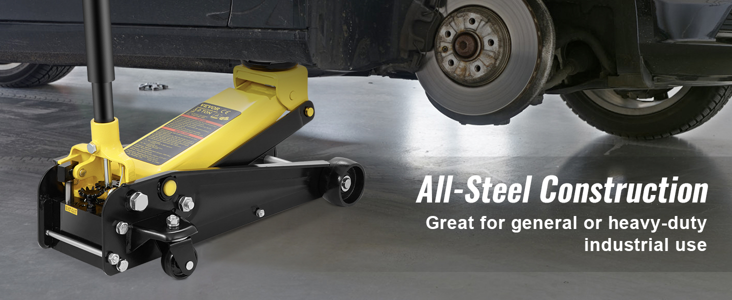 VEVOR grīdas domkrats automašīnas pacelšanai ar pilnībā no tērauda konstrukciju, ideāli piemērots smagai rūpnieciskai lietošanai.