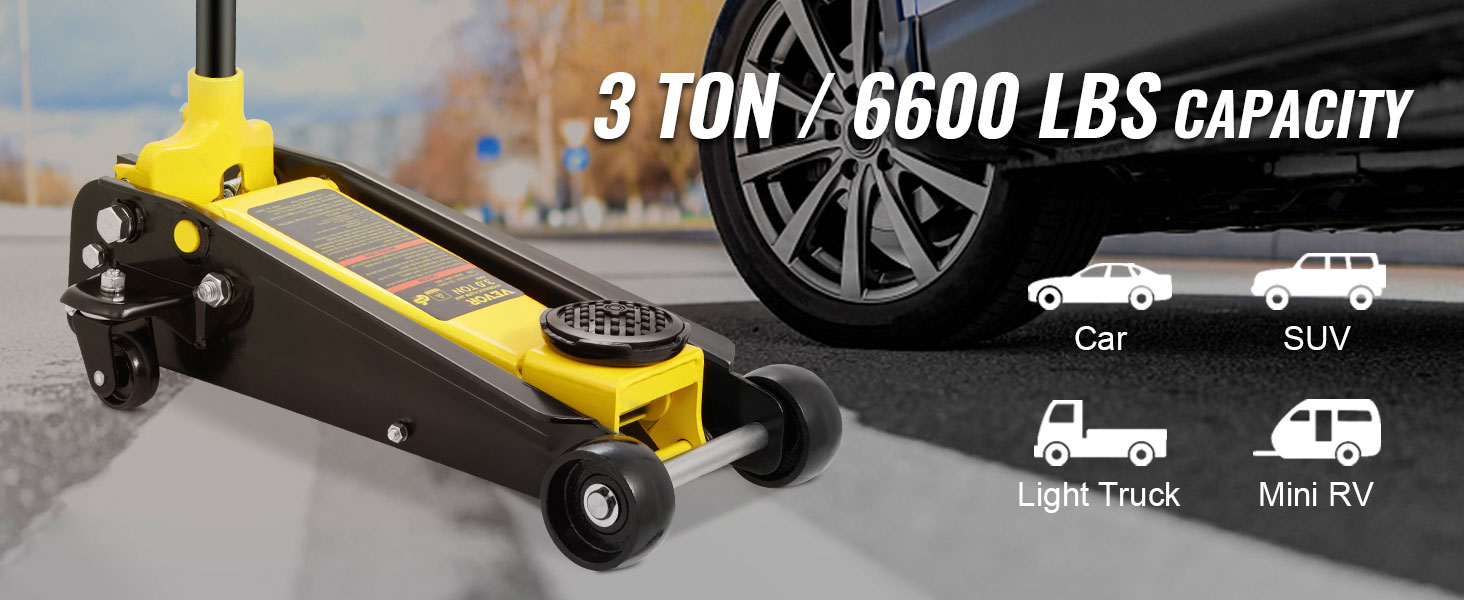 VEVOR 3 ton grindų jack kėlimo automobilį, 6600 kg talpos, tinka automobilių, visureigių, lengvųjų sunkvežimių, ir mini rv.