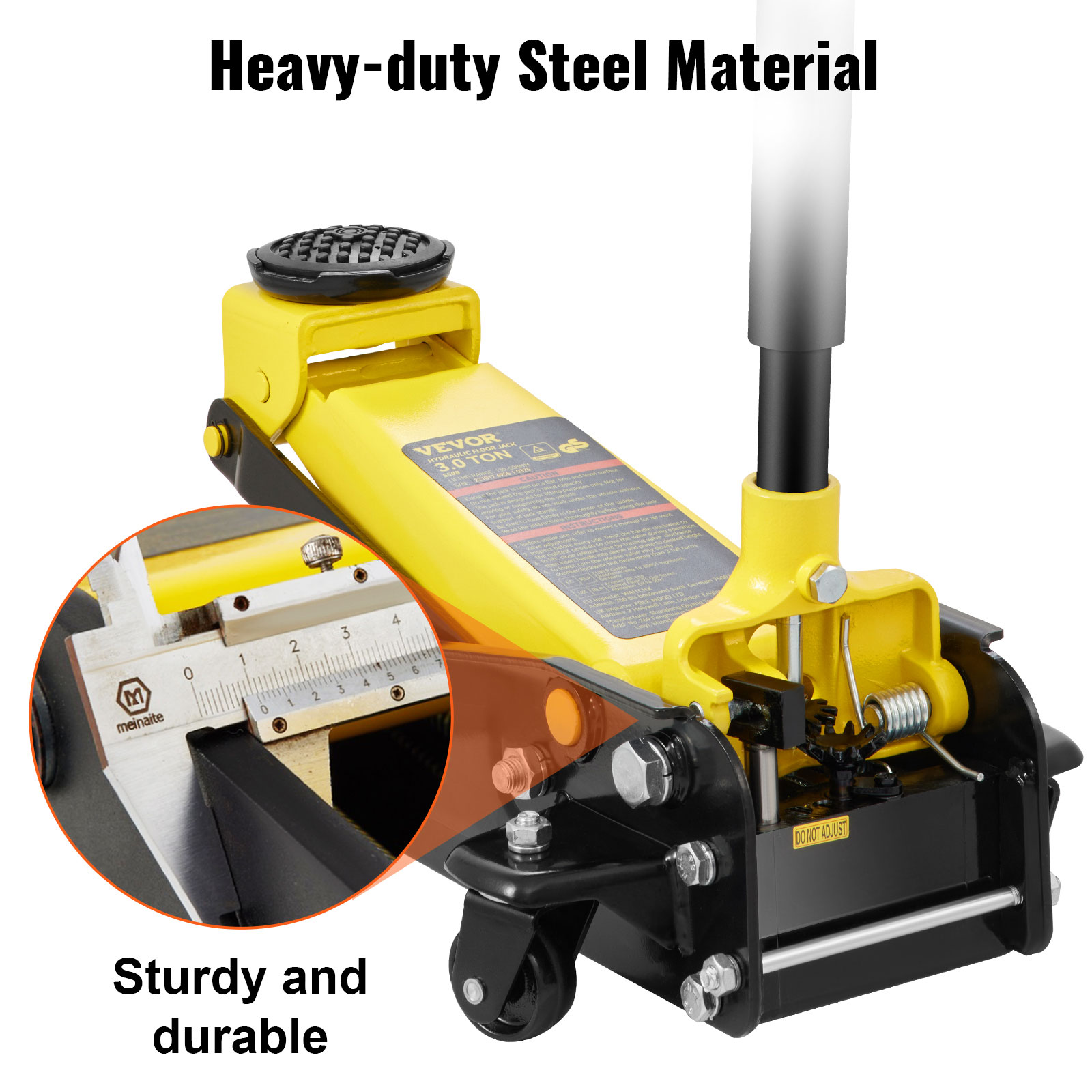 heavy-duty VEVOR 3 ton floor jack with sturdy steel construction and robust lifting capabilities.