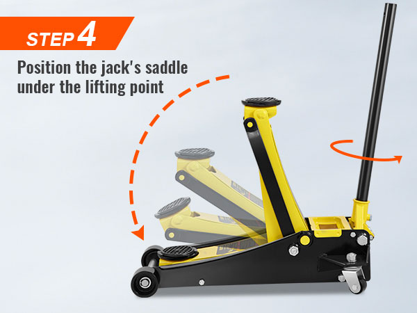 samm 4: aeglaselt keerata käepidet vastupäeva, et vähendada VEVOR korrus jack.