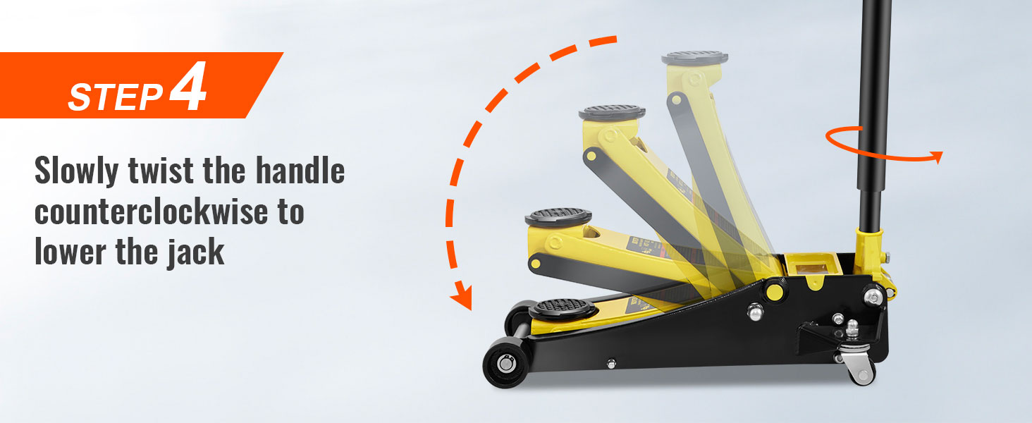 4 žingsnis: pasukti rankenėlę prieš laikrodžio rodyklę, kad sumažintumėte VEVOR grindų lizdas.