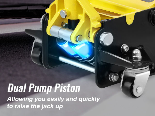 VEVOR grindų jack featuring dual siurblio stūmoklio lengvai ir greitai pakelkite pagal automobilį.