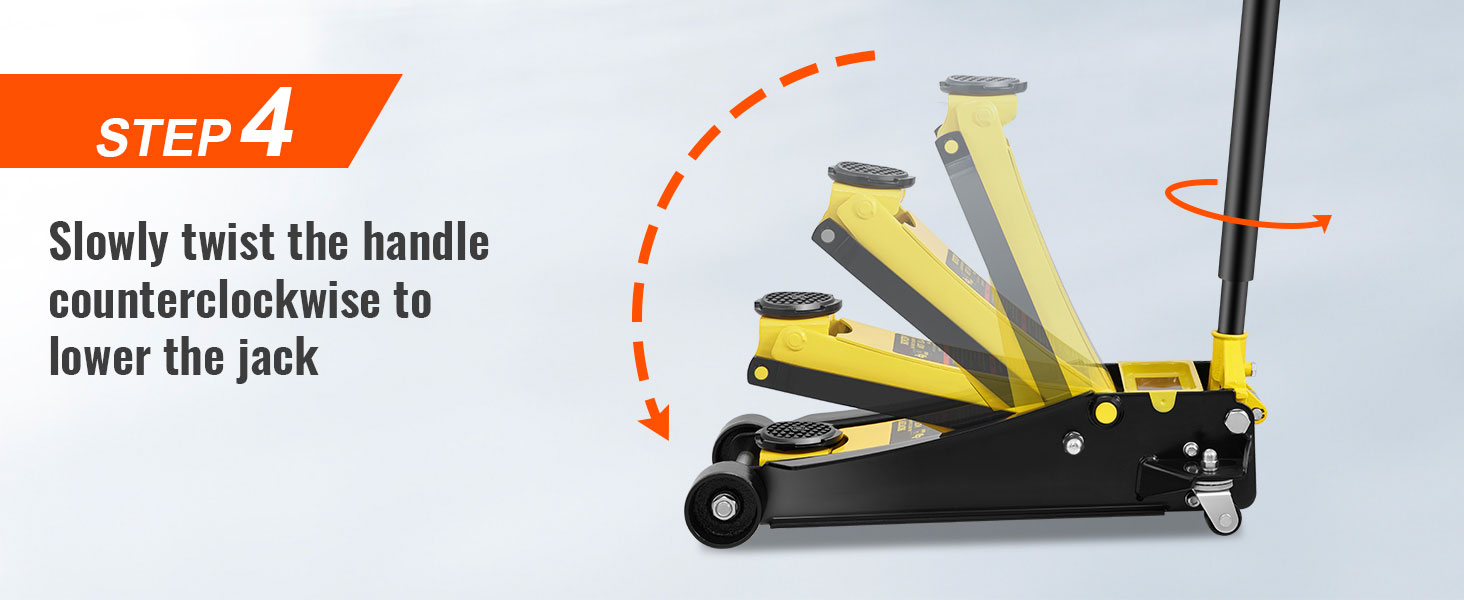 4 žingsnis: lėtai pasukite rankenėlę prieš laikrodžio rodyklę, kad sumažintumėte VEVOR grindų lizdas.