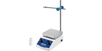 VEVOR magnetic stirrer with adjustable stand and control knobs for laboratory use.