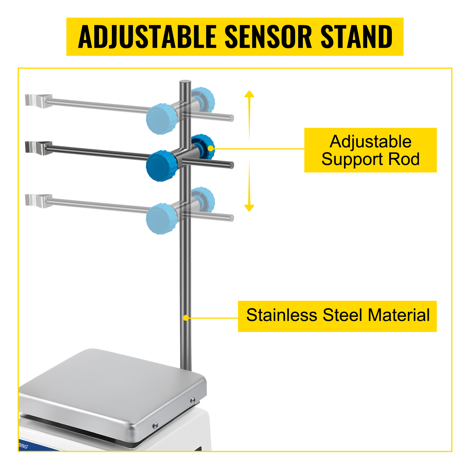 VEVOR magnetic stirrer adjustable sensor stand with stainless steel material.