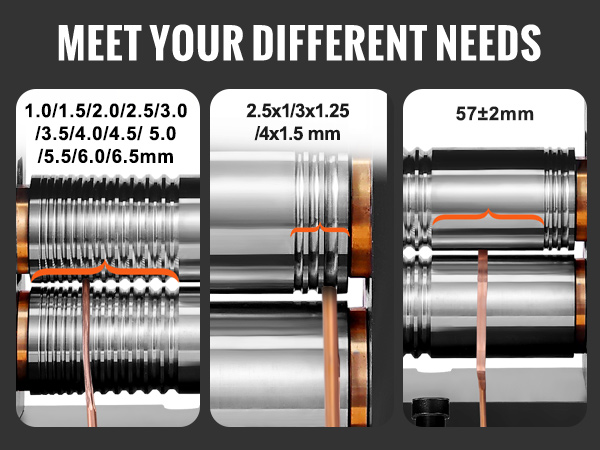VEVOR jewelry rolling mill with wire, elliptical, and sheet rolling options, accommodating various sizes.