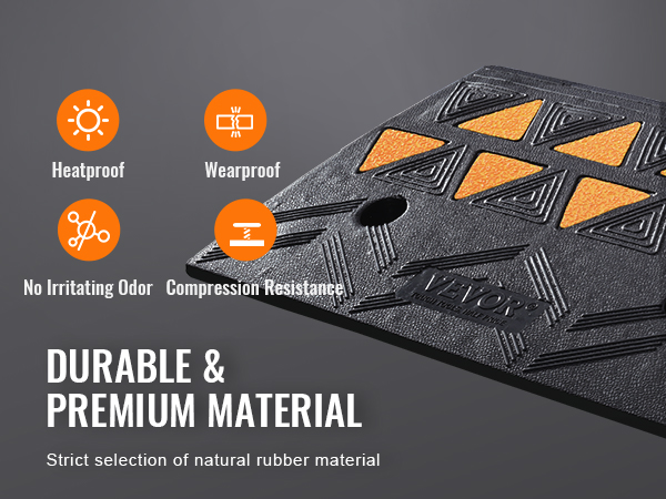 VEVOR rubber curb ramp - durable, premium natural rubber material with heatproof, wearproof features.