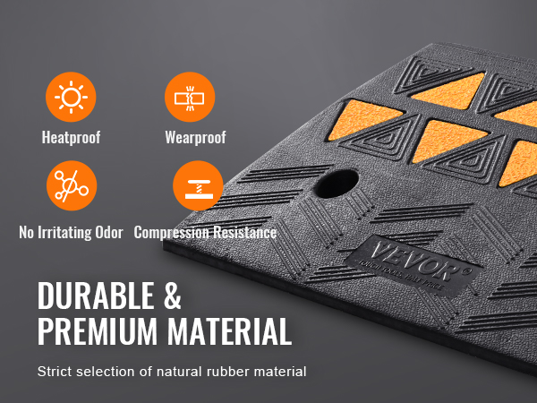 VEVOR gumijas apmales rampa ar karstumizturīgām, nodilumizturīgām, bez kairinošas smakas un saspiešanas izturības īpašībām.