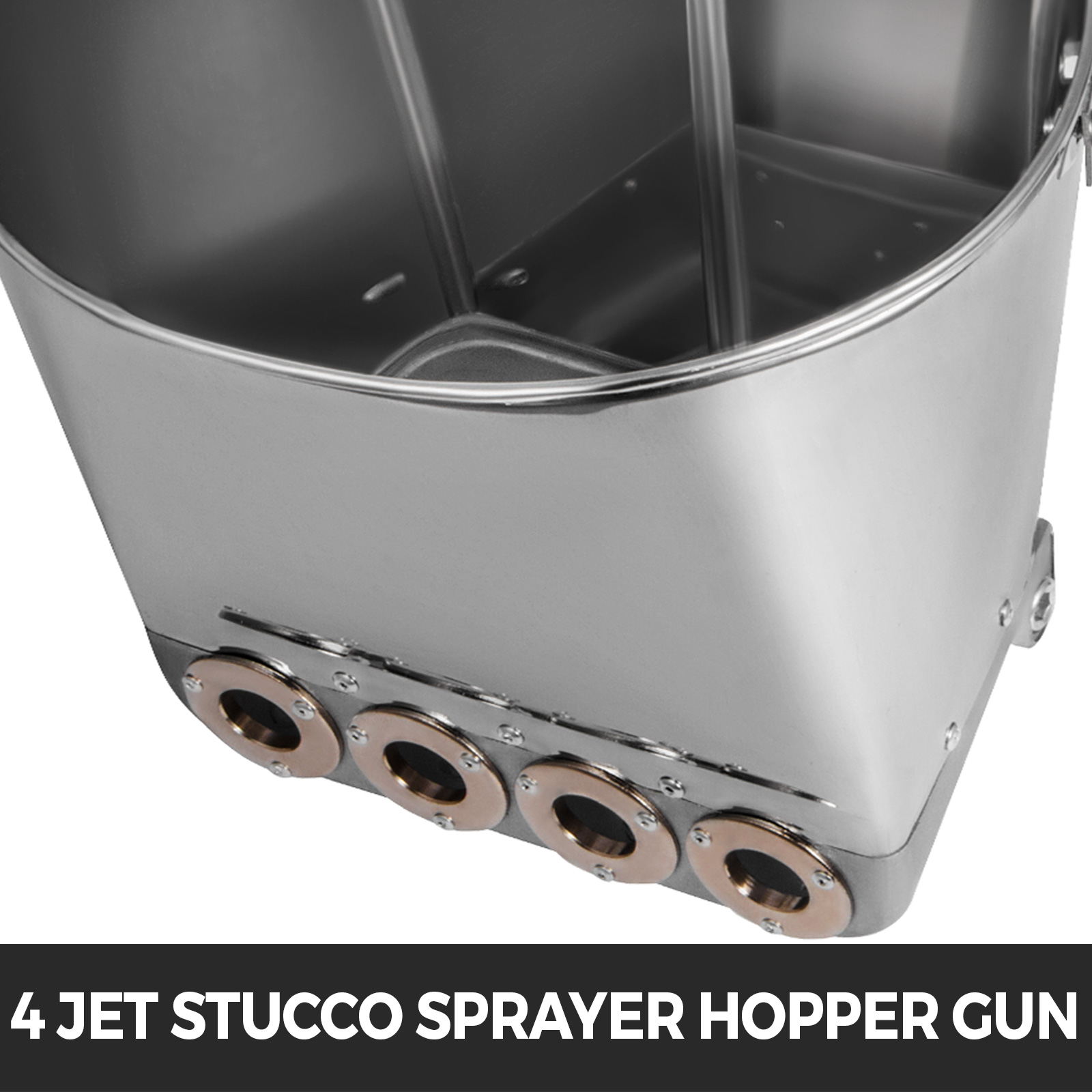 VEVOR stucco sprayer: 4-jet hopper gun with stainless steel finish.