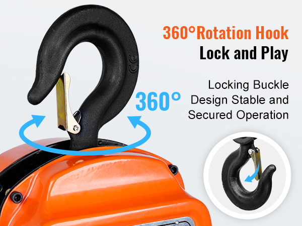 Ручная цепная лебедка VEVOR с поворотным крюком на 360 ° и фиксирующей пряжкой для стабильной и безопасной работы.