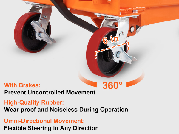 VEVOR hydraulic lift table cart with pu swivel wheels, 48x24 in platform, 19.5-59 in lift range.