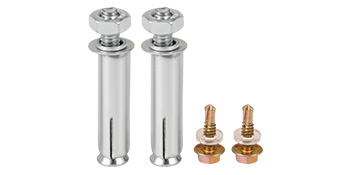 two silver VEVOR heavy duty shelf brackets with bolts against a white background.
