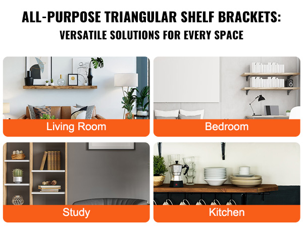 VEVOR shelf bracket foldable for study, living room, bedroom, and kitchen use. ideal for any space.
