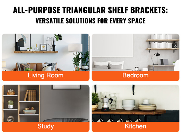VEVOR shelf bracket for study, living room, bedroom, and kitchen. versatile solutions for every space.