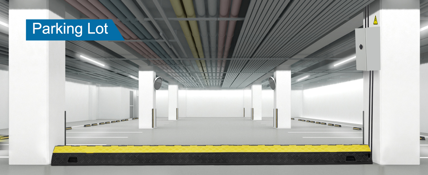 VEVOR kabeļu aizsargrampa pazemes autostāvvietā ar krāsainām virszemes caurulēm.