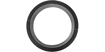 top view of a round, metal VEVOR fire pit ring with a smooth, polished surface.