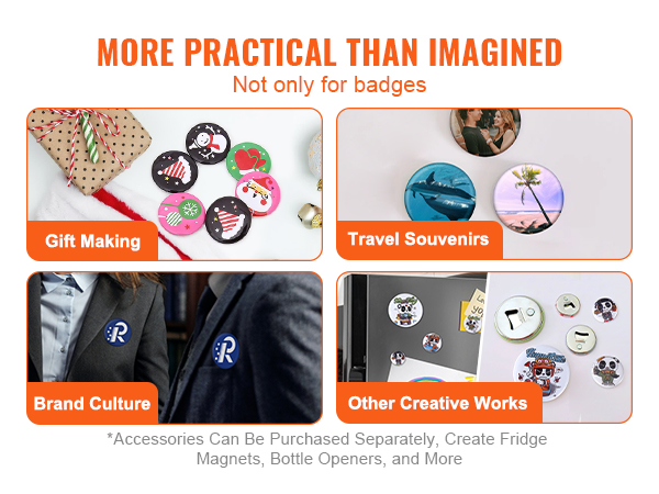 VEVOR button maker for gift making, travel souvenirs, brand culture, and other creative works.