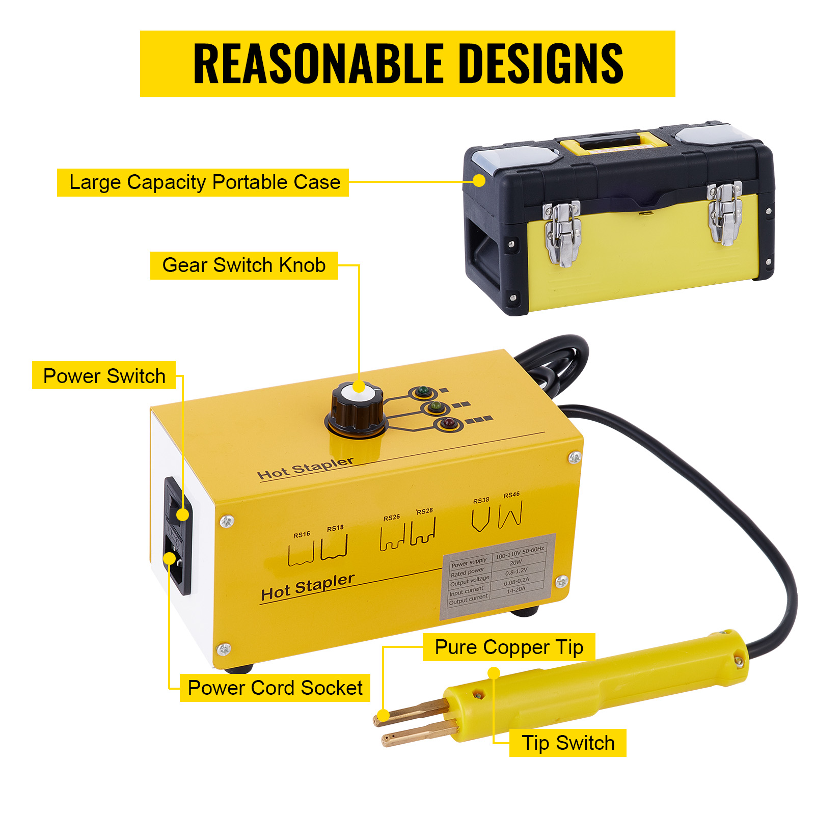 VEVOR plastic repair kit with portable case, hot stapler, and pure copper tip.